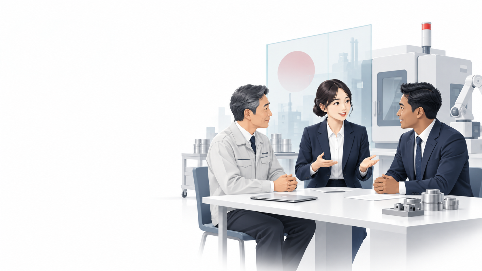 Interpreter dalam rapat bisnis manufaktur